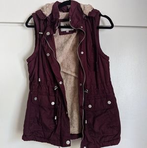 YMI Maroon Faux Fur Vest